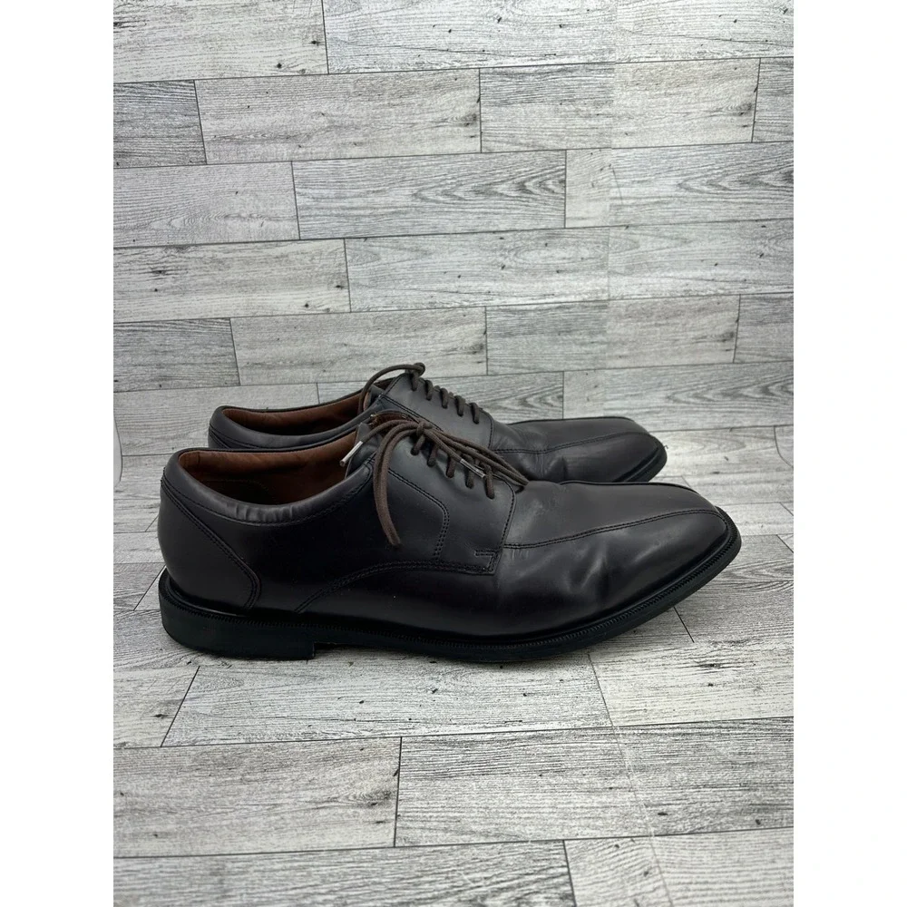 Rockport Men Size 11.5W Dark Brown Leather Bicycle Toe Oxford Dress Shoes K62536